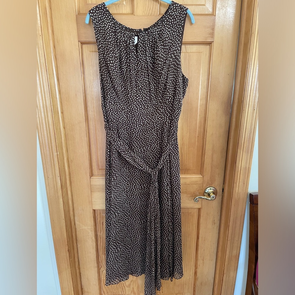 Talbots Brown Silk Dress with White Polka Dots